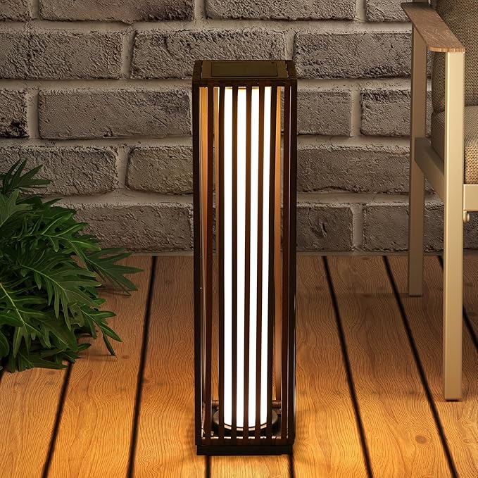 GREEN MORE Rattan Solar Patio Lights,50 Lumen Auto-On/Off Outdoor Floor Solar Lamp, IP65 Waterproof with 8H Runtime for Garden Pathways & Landscape Lighting,Brown