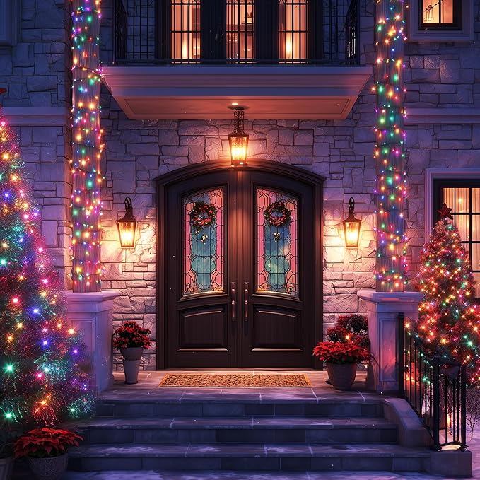 Joomer Easter String Lights Outdoor - 66FT 200LED RGB Pastel String Lights with Remote, Waterproof Outdoor Indoor with Timer Memory Function for Christmas, Easter Day Decor(Non-Connectable)