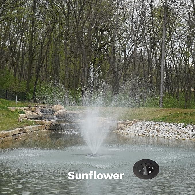 HALF OFF PONDS Floating Fountain, 1.75 HP Pond Aerator, 100 ft Cord, 14,800 GPH Water Pump, 11 Spray Patterns, Energy-Efficient, Color-Changing LED Lights, Large Ponds, Lakes & Water Gardens