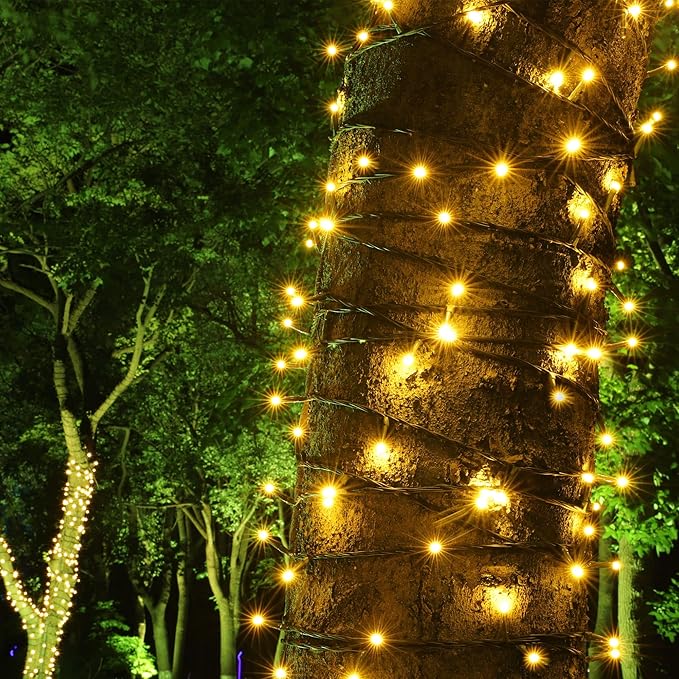 PMS 100-1000 LED Christmas Lights, Low Voltage Fairy String Lights with 8 Modes, Ideal for Xmax Tree, Garden, Home, Party, Halloween Festival Deco (Warm White, 500 LEDs)