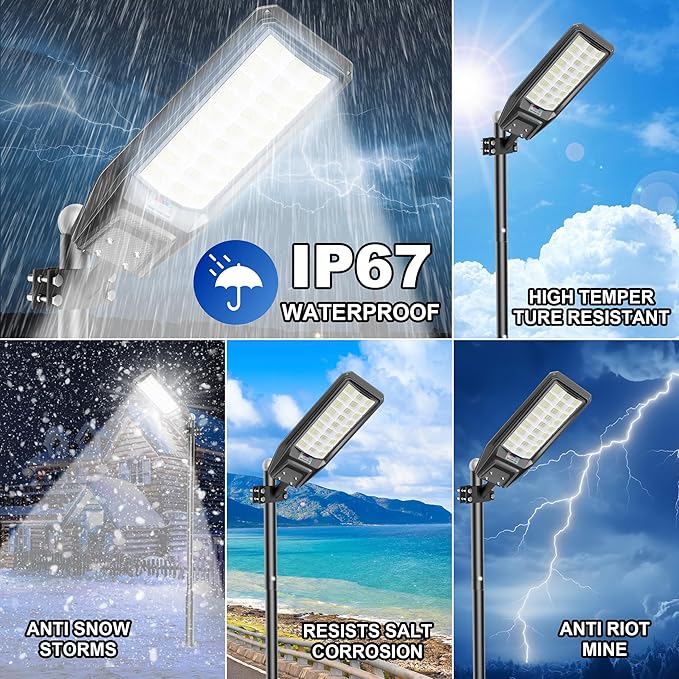 loyoele Solar Street Light Outdoor Waterproof Dusk to Dawn, 9000W Solar Parking Lot Lights Commercial Large Outdoor Flood Light Heavy Duty Solar Power with Motion Sensor for Yard Garden