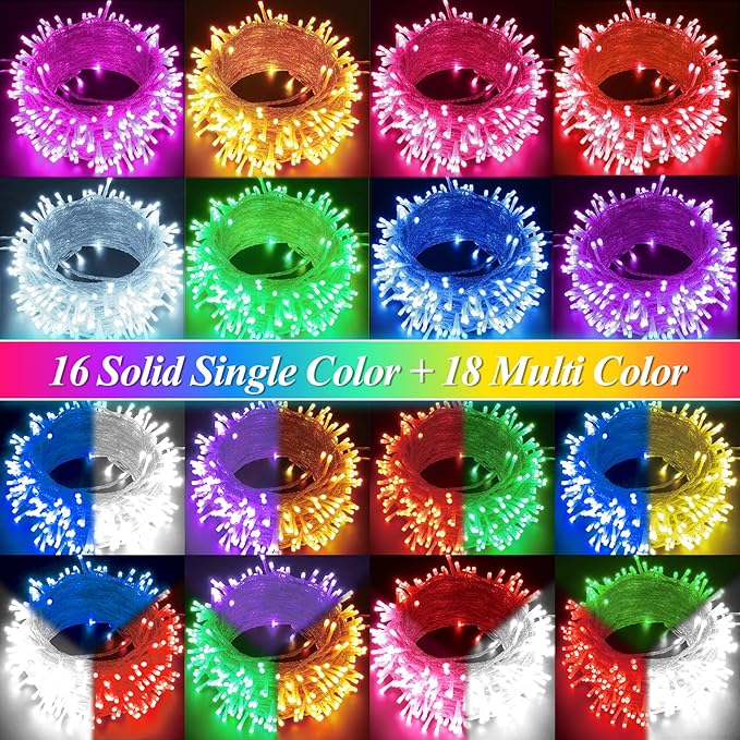Pooqla Color Changing Christmas String Lights with Remote, 35 Colors 66FT 200LED String Lights Outdoor Decoration, Indoor Connectable Fairy Lights Plug in for St. Patrick's Day Easter Decoration