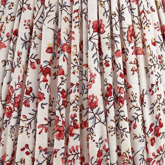 Nelle 3 1/2" Top x 6" Bottom x 5" High x 5" Slant Print Cottage Core Lamp Shade Replacement Small Red Empire Round Farmhouse Country Traditional Fabric Pleated Floral Clip On Candelabra - Springcrest