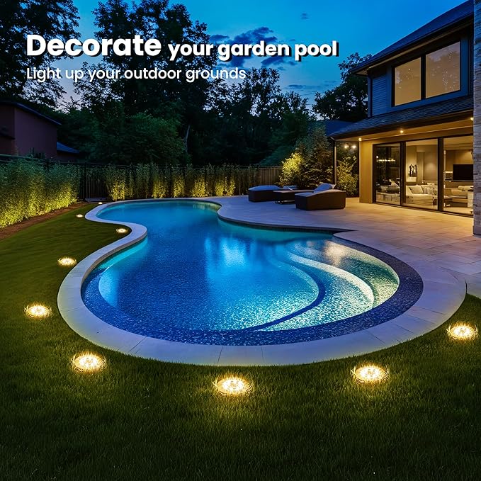 SOLPEX 8 Pack Solar Pool Lights for Above Ground Pools, Waterproof LED Above Ground Pool Lights, Outdoor Pool Decoration Accessories(Warm White)