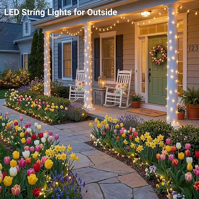 JMEXSUSS 200 LED String Lights Indoor Outdoor Clear Wire, Connectable Warm White Christmas String Lights for Bedroom, 66 Ft Twinkle Fairy Light Plug in for Wedding Home Tree Yard Patio Spring Decor