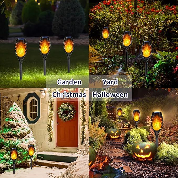 Swingers Solar Lights Outdoor,Solar Torch Lights with Flickering Flame,Waterproof Outdoor Garden Lights for Outside Patio Pathway Yard Decorations(8, Yellow)