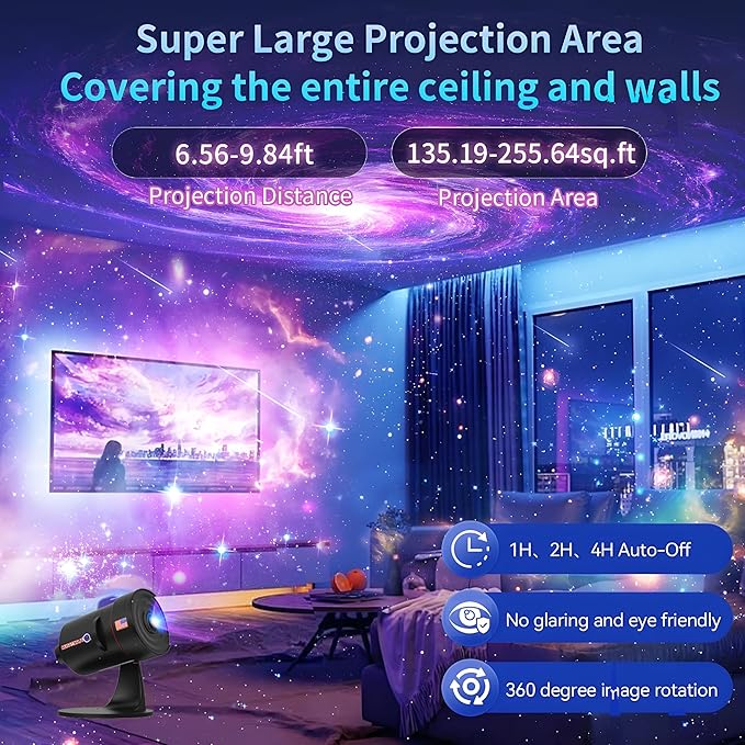 [2025 8th Gen] Star Projector, Galaxy Projector for Bedroom Night Light with Timer, Solar System Realistic Space Planetarium Projector Moon Lamp, Room Decor for Ceiling Kids Adults