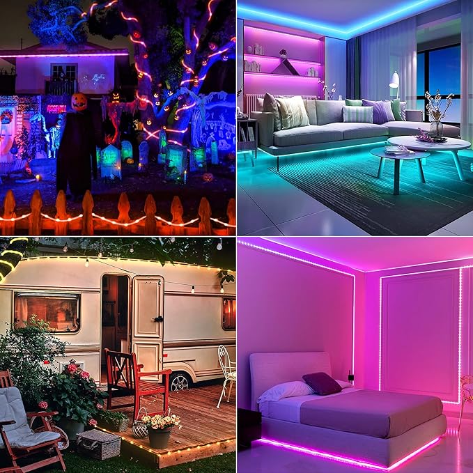 66ft 200LED Rope Light Outdoor String Lights, 24 Colors+Warm White Outdoor LED Lights Plug in, RGB Color Changing Fairy Light with Remote Rope Lighting for Camping Garden Patio Décor