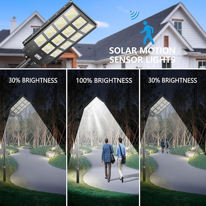 Solar Street Light 8000W, Solar Street Lights Outdoor Waterproof, 240000LM 8000K Solar Powered Street Light Dusk to Dawn with Motion Sensor, LED Wide Angle Lamp