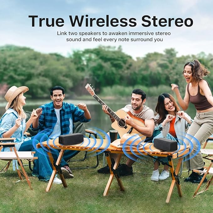 NOBIS 20W Speakers Bluetooth Wireless, IP68 Waterproof Speaker, Up to 24H Playtime, TWS Pairing, Bluetooth 6.0, EQ Mode，Hands-Free Call with App Control for Outdoor, Travel, Home