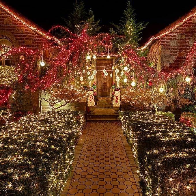 TW SHINE Warm White Solar String Lights Outdoor, Total 80 FT 240 LED Solar Powered Waterproof Fairy Lights 8 Modes Copper Wire Lights for Christmas Party Tree Wedding Yard Decorations, 2 Pack
