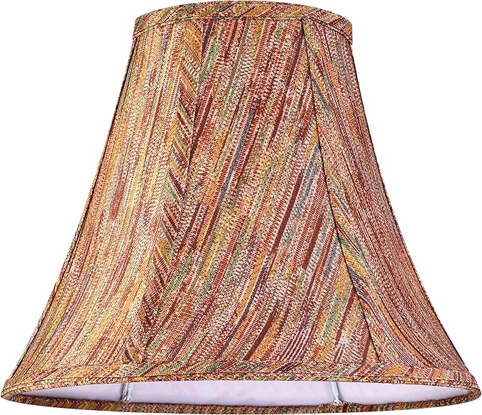 GO&SO Set of 1 Burgundy Vertical Stripe Fabric Bell Lamp Shades 6" Top x 13" Bottom x 10.6" High (Spider) - Handcrafted Medium Lamp Shades for Table & Bedside Lamps Replacement
