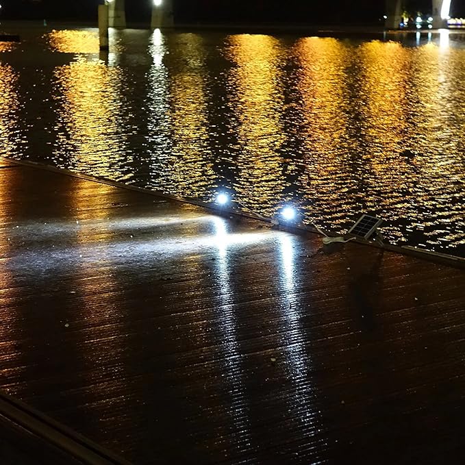 Mini 50X Twin Solar-Powered Flag Pole Light Cast Aluminium Cool White LED Spotlight 60-100 Lumen Per Light Fixture for Outdoor Garden Yard Landscape Downlight