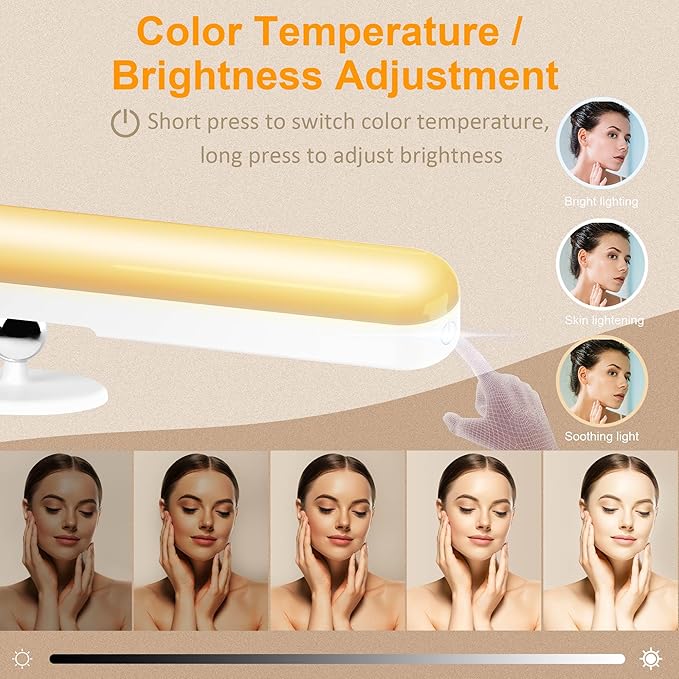 Wireless Vanity Lights for Mirror, Rechargeable Battery Operated Stick on Lamp, Adjustable Color Brightness & Angle Makeup Light, Cordless Magnetic LED Bar Renter Friendly Lighting Decor Gift