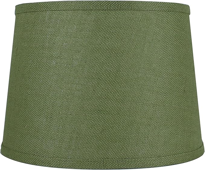 Urbanest French Drum Burlap Lampshade, 12-inch by 14-inch by 10-inch, Khaki Green