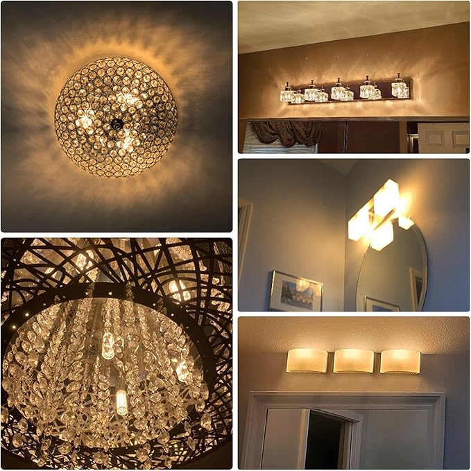 E11 Led Bulbs Dimmable No-Flicker, JDE11 120V 50W Halogen Candelabra Bulb Equivalent,T3 T4 Mini Base 2700K Warm White 5W 500lm E11 Bulb for Chandeliers, Ceiling Fan, Table Lamps, Cabinet Lighting,4Pcs