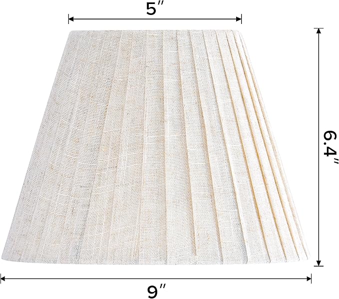 GO&SO 5"x9"x6.4" (Spider) Small Beige Oatmeal Linen Lampshades for Table Lamps, Wall Lamps-Bedside, with Pleated Modern Rustic Bell Lamp Shades Bedroom, Living Room- Natural Fabric (2 Pack)