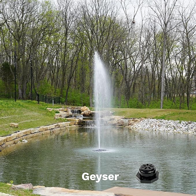 HALF OFF PONDS Floating Fountain, 1.75 HP Pond Aerator, 200 ft Cord, 14,800 GPH Water Pump, 11 Spray Patterns, Color-Changing LED Lights & Control Box, for Large Ponds, Lakes & Water Gardens