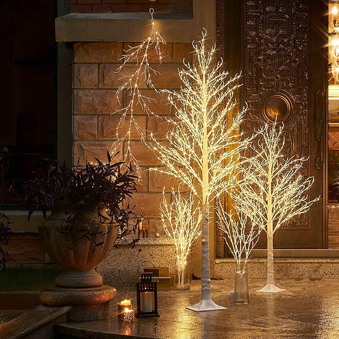 LITBLOOM Lighted Willow Branches Iredescent Glittered 32IN 120 LED with Timer Battery Operated and USB Plug in, Tree Branch with Fairy Lights for Home Room Christmas Decoration