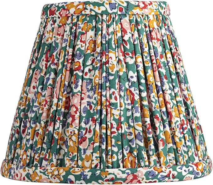 Springcrest Nelle Multi-Color Floral Cottage Core Pleated Shade 3.5x6x5 (Clip-On) - Springcrest