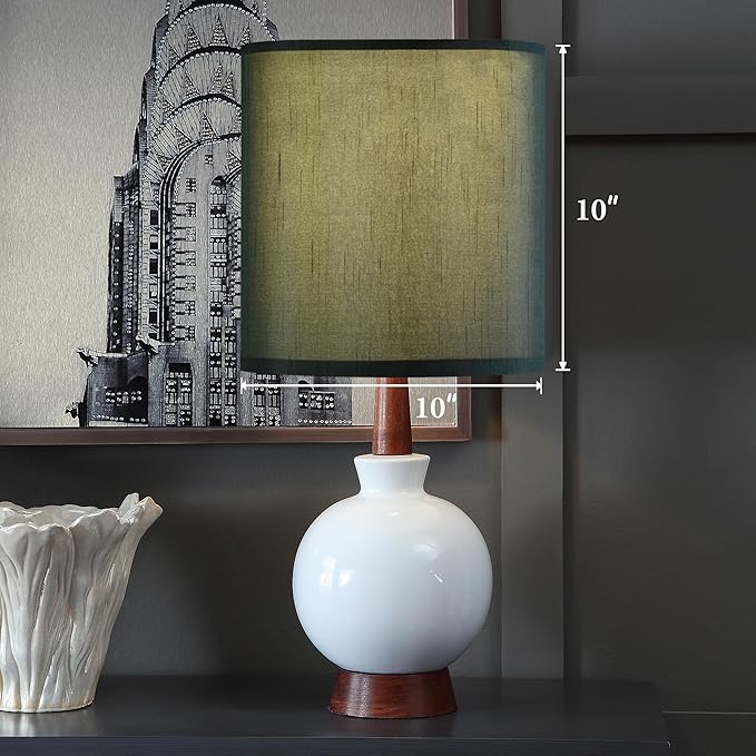 GOSO Small Drum Lampshades Dark Green (2 PCS)，10×10 Inches Spider Modern Classic Lamp Shades for Wall Lamps,Bedside Lamps and Table Lamps for Bedroom Decoration Replacement,DIY Shade Simple Assembly
