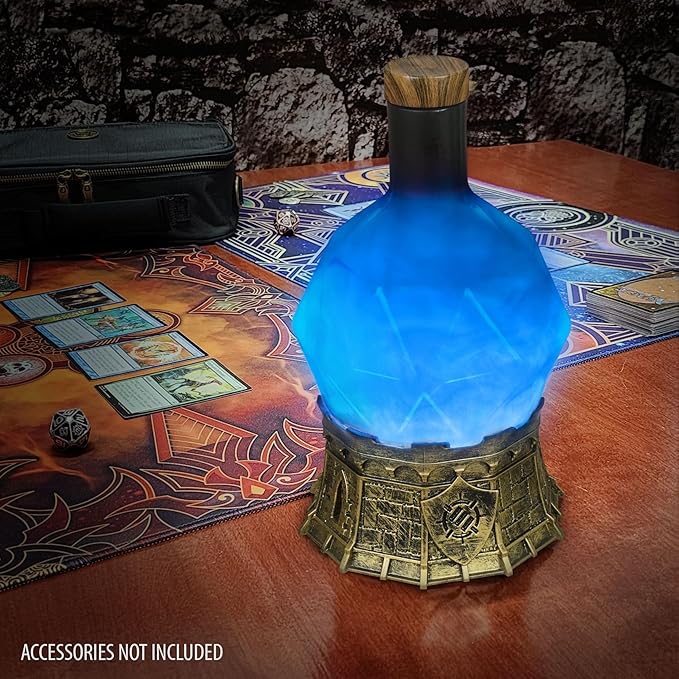 ENHANCE Gaming Sorcerer's Mana Potion Light with Swirling Mystical Brew - Potion Bottle Mood Light Prop for Tabletop Game Immersion, Playroom, Desk Decor - Soft Glowing Whirling Goblet (Blue Elixir)