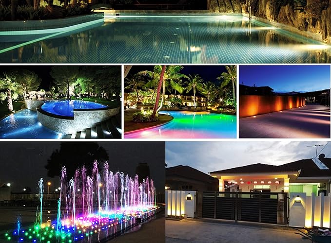 LED Underwater Pool Lights, 3W 12V-24V DC, IP68 Waterproof, Stainless Steel Aluminum, lamp for Inground Swimming Pools Ponds Fountains Steps,Cool White(6000K)