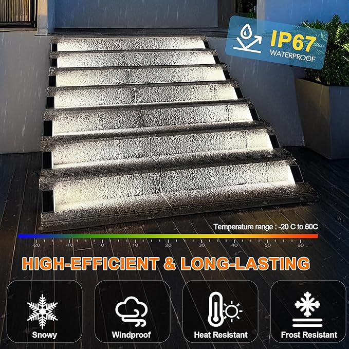 LED Solar Step Lights Waterproof Outdoor Stair Lights, Solar Deck Light Outdoor Decor IP67 Solar Lights for Yard, Patio, Garden, Walkways, Front Door, Pathway, Driveway (8)