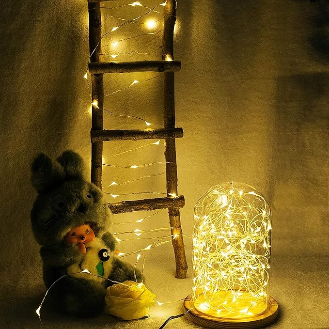 20 Pack Fairy Lights Battery Operated, 20 LED String Lights Mason Jar Lights, Waterproof Copper Wire Mini Lights String Firefly Light for Wedding, Table, Party, Christmas Decor (Warm White)
