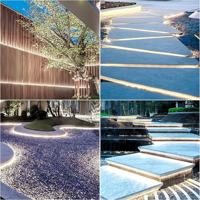 COB LED Strip Lights,Natural White 4000K,DC24V IP67 Waterproof LED Strip,480LEDs/M,16.4ft/5M,8MM Wide,CRI90+,Outdoor cob led Strip for Bathroom Decor,Pool,Garden (Power Not Include)