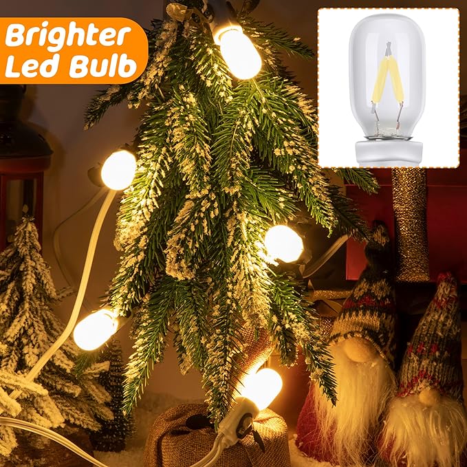 Meonum 1 Pack Accessory Cord with 6 LED Light Bulbs, 13.9ft End to End Connected Cool White Lights, Blow Mold Light Cord with Adjustable Brightness for Holiday Decoration, Christmas Village House