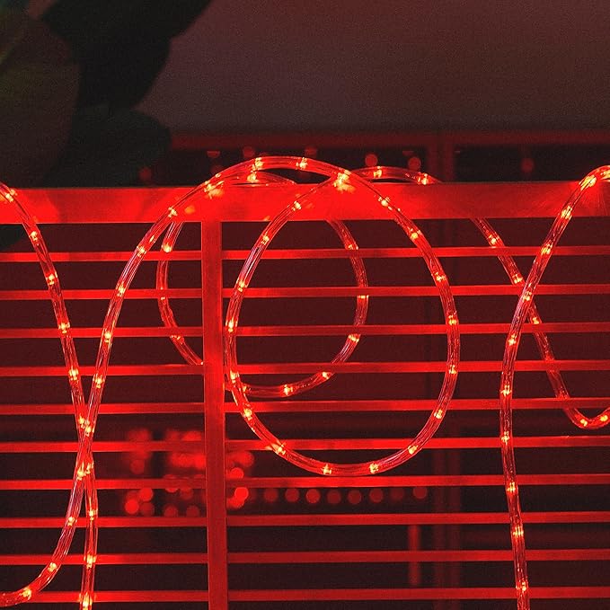 Waterproof LED Rope Lights, Connectable & Flexible with 8 Modes, Outdoor Lighting for Deck, Garden, Pool, Patio & Christmas Decor (Red, 100ft)