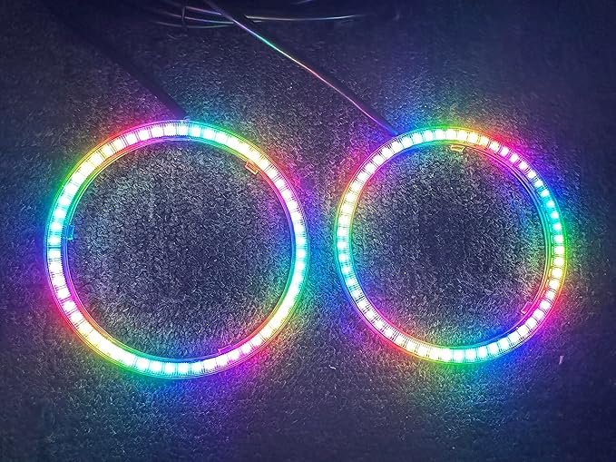 2PCS 70MM Dream Chasing Color Car Angel Eyes LED Halo Ring Lights,LED Headlight Lamp Daytime Running Light,Smart Phone iOS Android App Bluetooth and Remote Control Multilple Colors