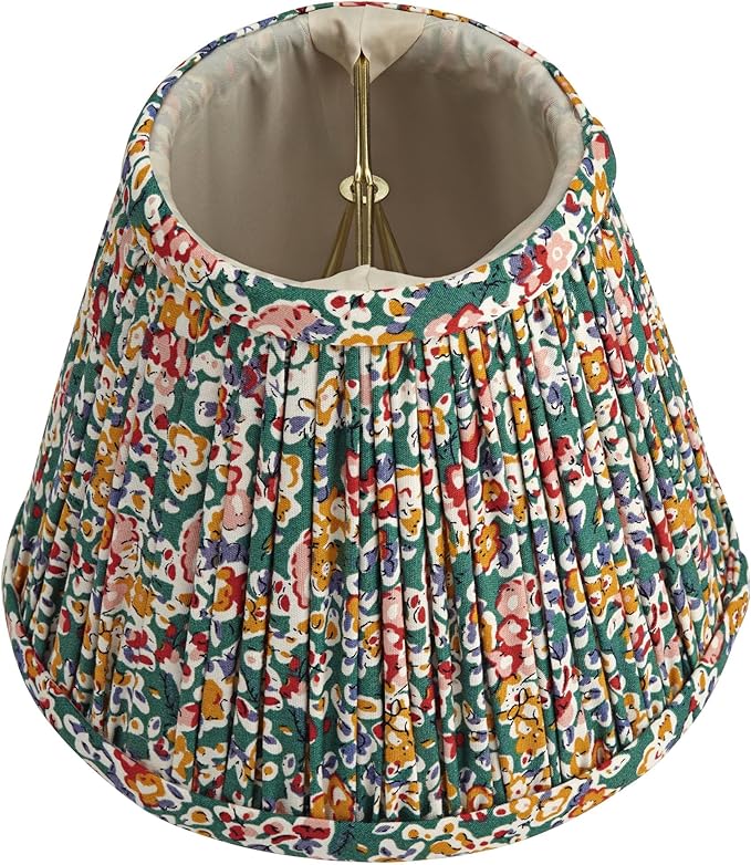 Springcrest Nelle Multi-Color Floral Cottage Core Pleated Shade 3.5x6x5 (Clip-On) - Springcrest