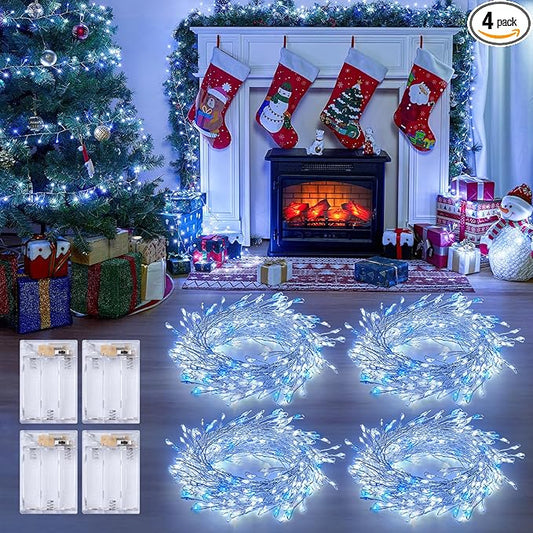 Indoor String Lights 4 Pack 10 Ft 120 LEDs Fairy Lights Battery Operated with Timer for Christmas Decorations DIY Crafts Wedding Table Centerpieces Party Bedroom