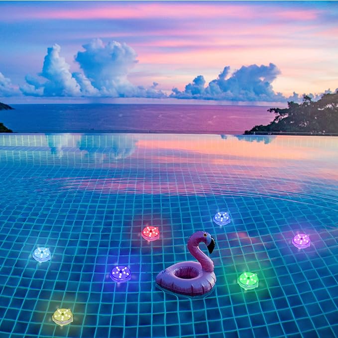 Floating Pool Lights 2PK, LED Color-Changing Underwater Pool Lights that Float, 100% Waterproof Starfish Lamp, Lighting Décor for Inground or Above Ground Swimming Pools, Fountain, Pond, Spa, Hot Tub