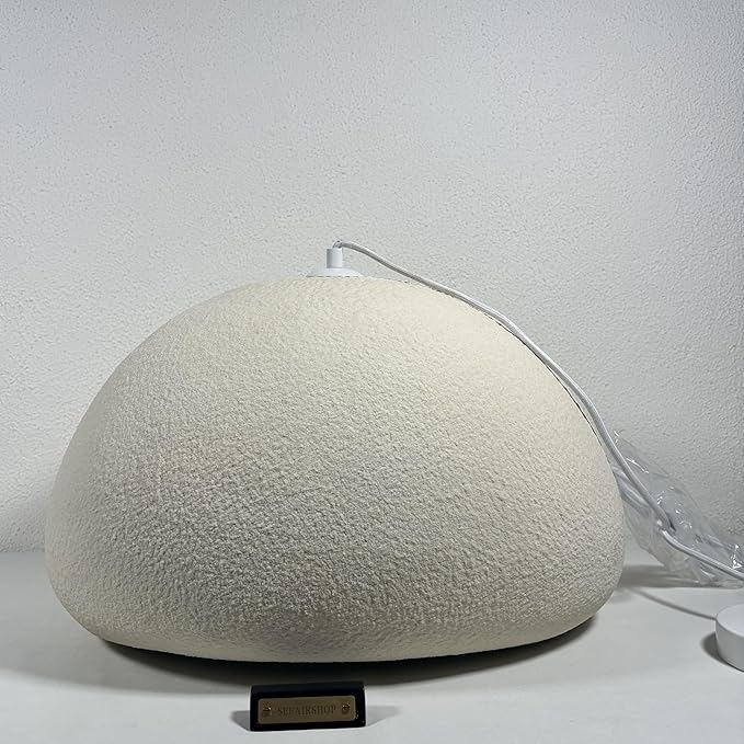 Scandinavian Pendant Lights Kitchen Island Beige White Concrete Cement Look Pendant Light Dome Hanging Lamp Wabi Sabi Chandelier - Large
