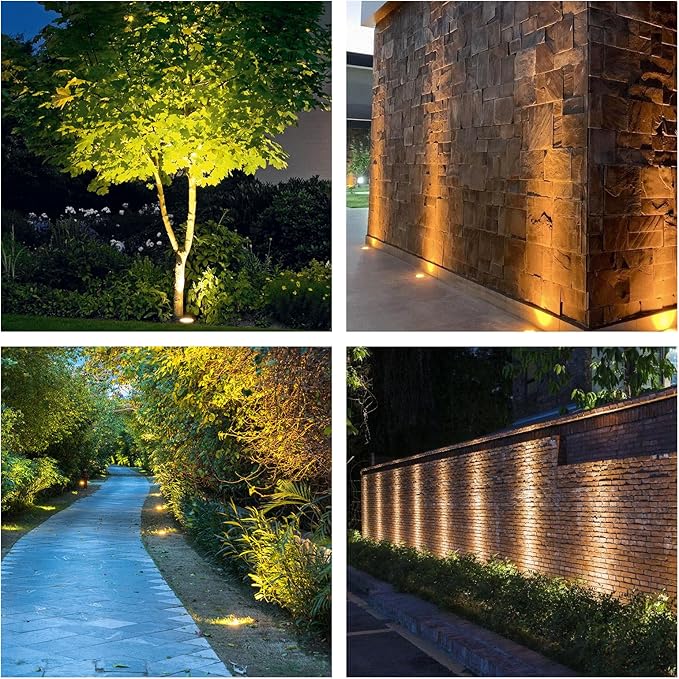 JESLED Outdoor Landscape Lights, 6W LED In Ground Well Lights, 12V 24V 3000K Warm White, IP67 Waterproof Low Voltage Landscaping Spotlight for Driveway Deck Step Yard Fence Garden Pathway (2 Pack)