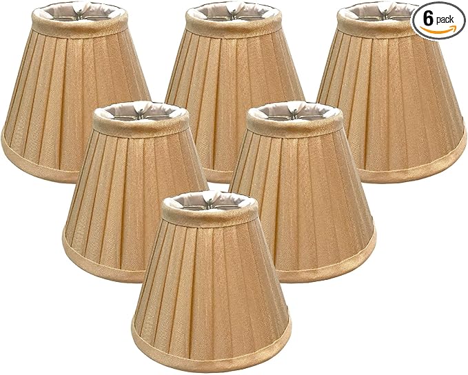 Royal Designs, Inc. CS-841AGL-6 Pleated Empire Chandelier Shade, 3 x 6 x 5, Antique Gold, 6-Pack