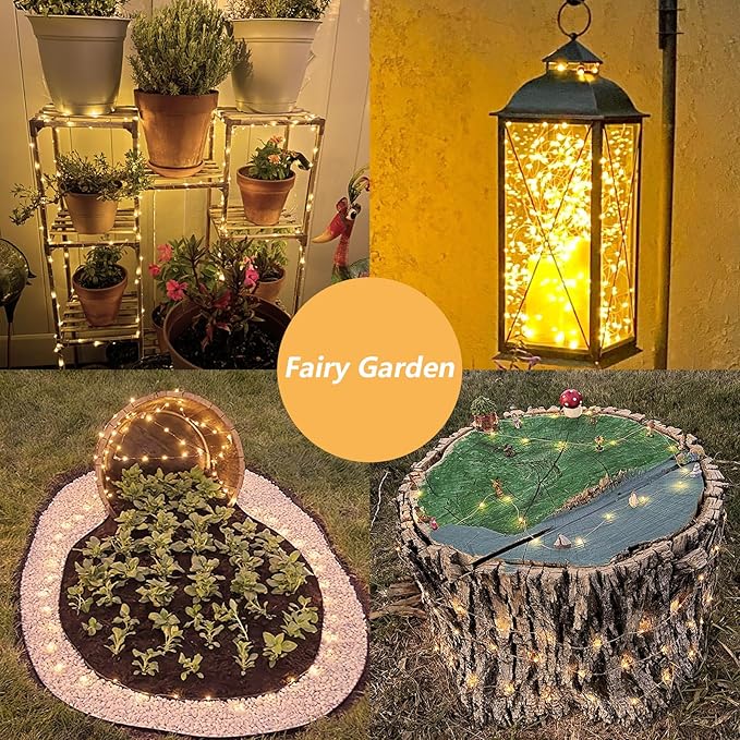YEGUO 4 Pack Warm White Solar Fairy Lights, Each 33ft 100 LED Valentines Lights Outdoor Waterproof, 8 Modes Sliver Wire Solar String Lights