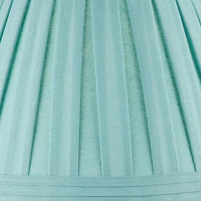Set of 2 Hardback Pleat Empire Lamp Shades Turquoise Blue Large 7" Top x 14" Bottom x 11" High Spider with Replacement Harp and Finial Fitting - Springcrest