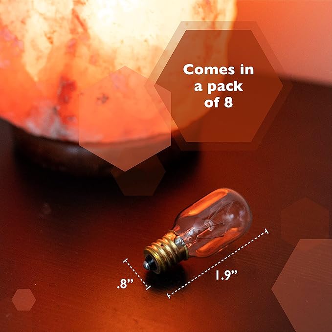 GoodBulb Himalayan Dimmable Salt Lamp Light Bulbs 25 Watt - Candelabra Bulb Adapter - Warm White Light - E12 Light Bulb - 2500 Hour Life (Pack of 8)