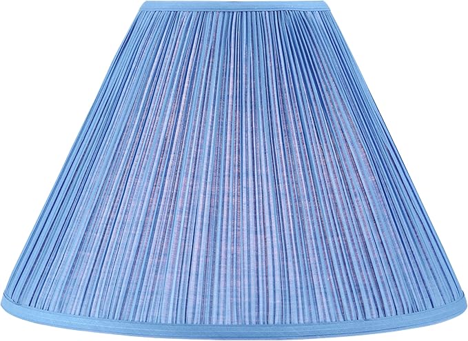 Aspen Creative 33029, Hardback Empire Transitional Spider Lamp Shade, Mushroom Pleated Little Boy Blue Faux Silk Fabric, 7" Top x 18" Bottom x 13" Slant Height