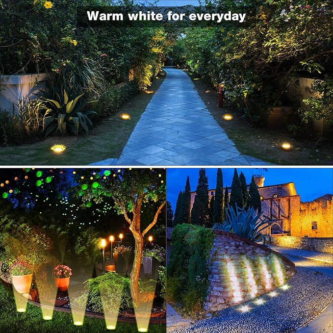 Yahenda 8 Sets Low Voltage Landscape Lights 5W LED Warm White Outdoor Waterproof Deck Lights with Connectors, 12V-24V In-Ground Pathway Lighting for Garden Yard Driveway Patio Walkway