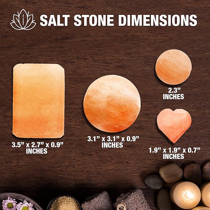 SereneLife Himalayan Rock Salt Massage Stones, 7 Piece Set of Pink Crystals for Spa Healing and Therapy Hand Carved Usable as Detox Heated or Frozen Natural Crystal Deodorant Bar Massaging Scrub Balls