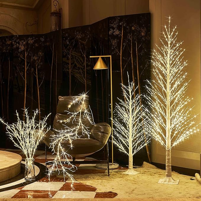 LITBLOOM Lighted Willow Branches Iredescent Glittered 32IN 120 LED with Timer Battery Operated and USB Plug in, Tree Branch with Fairy Lights for Home Room Christmas Decoration