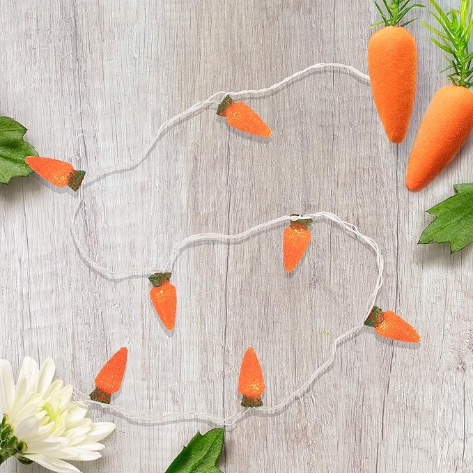 Northlight 10-Count Orange Carrot Easter String Light Set, 7.25ft White Wire
