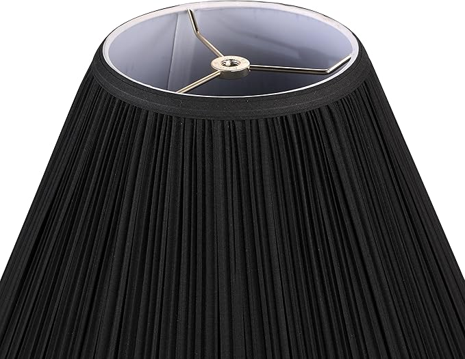 Aspen Creative 33146, Mushroom Pleated Traditional Spider Lamp Shade in Pleated Black, 6-1/2" Top x 15" Bottom x 11" Slant
