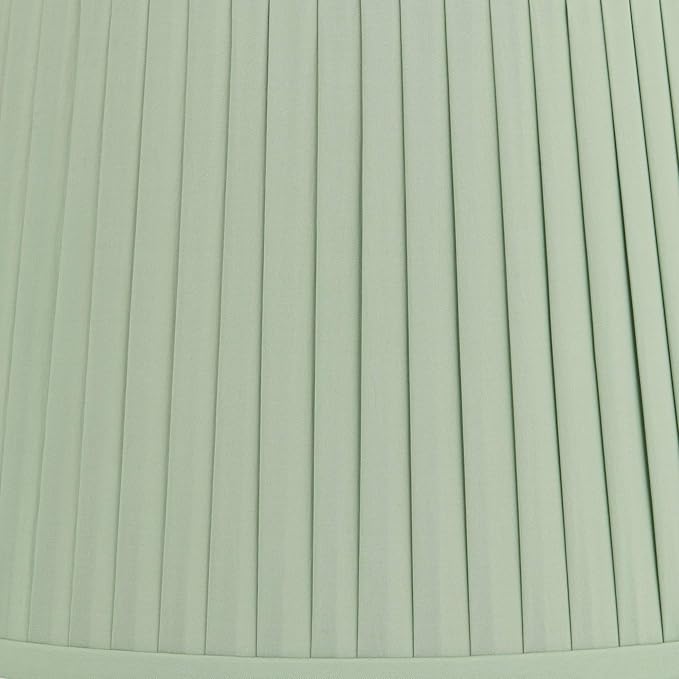 Mapo 14" Top x 17" Bottom x 11" High x 11" Slant Lamp Shade Replacement Large Celadon Green Drum Round Tapered Traditional Fabric Pleated Washer Harp Finial - Springcrest