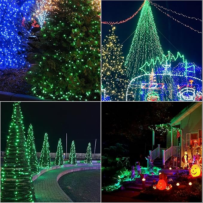 LAMPHOME 200 LED 66FT Green St Patricks Day String Lights, Christmas Fairy Lights with 16 Lighting Modes, String Mini Light Plug in for Indoor Outdoor Tree Garden Wedding Party Decoration